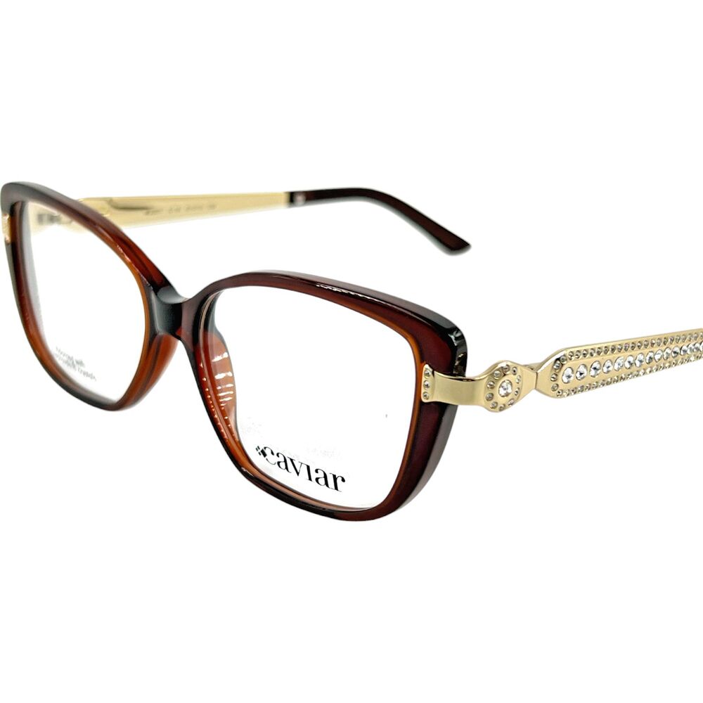 Caviar M2377 Womens Plastic Eyeglass Frame w Crystals C16 Brown 51-15 Italy